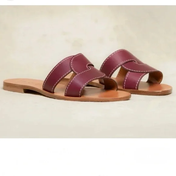 Sold Out M. Gemi Made In Italy Rare Dark Red Leather Lorenza Sandal - Picture 2 of 10